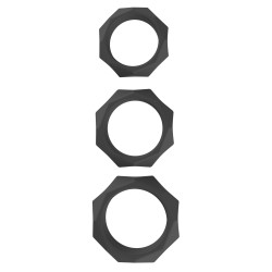 Hidden Desire Lot de 3 Cockrings Silicone Heavy C-Ring Noirs